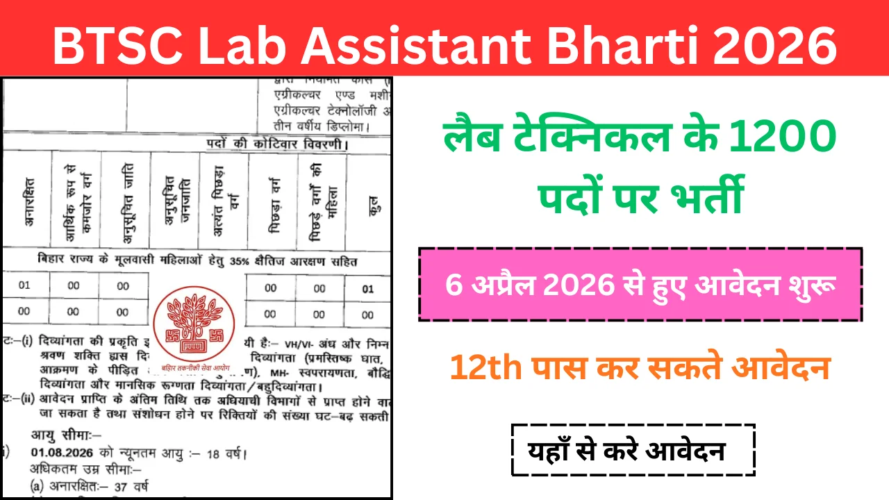 BTSC Lab Assistant Bharti 2026