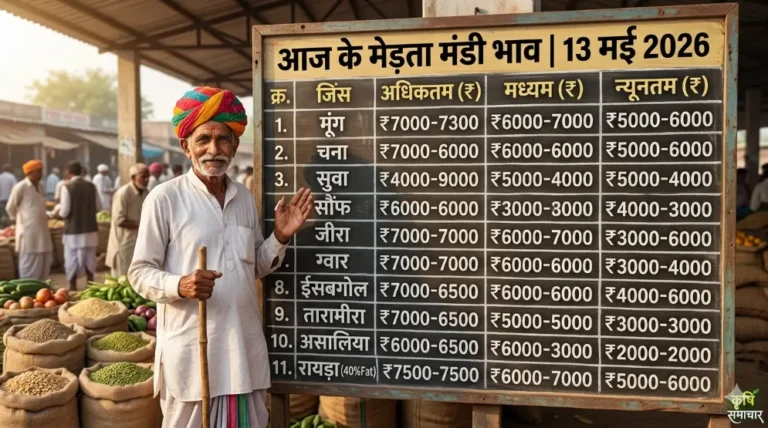 आज के मेड़ता मंडी भाव 13 मई 2026