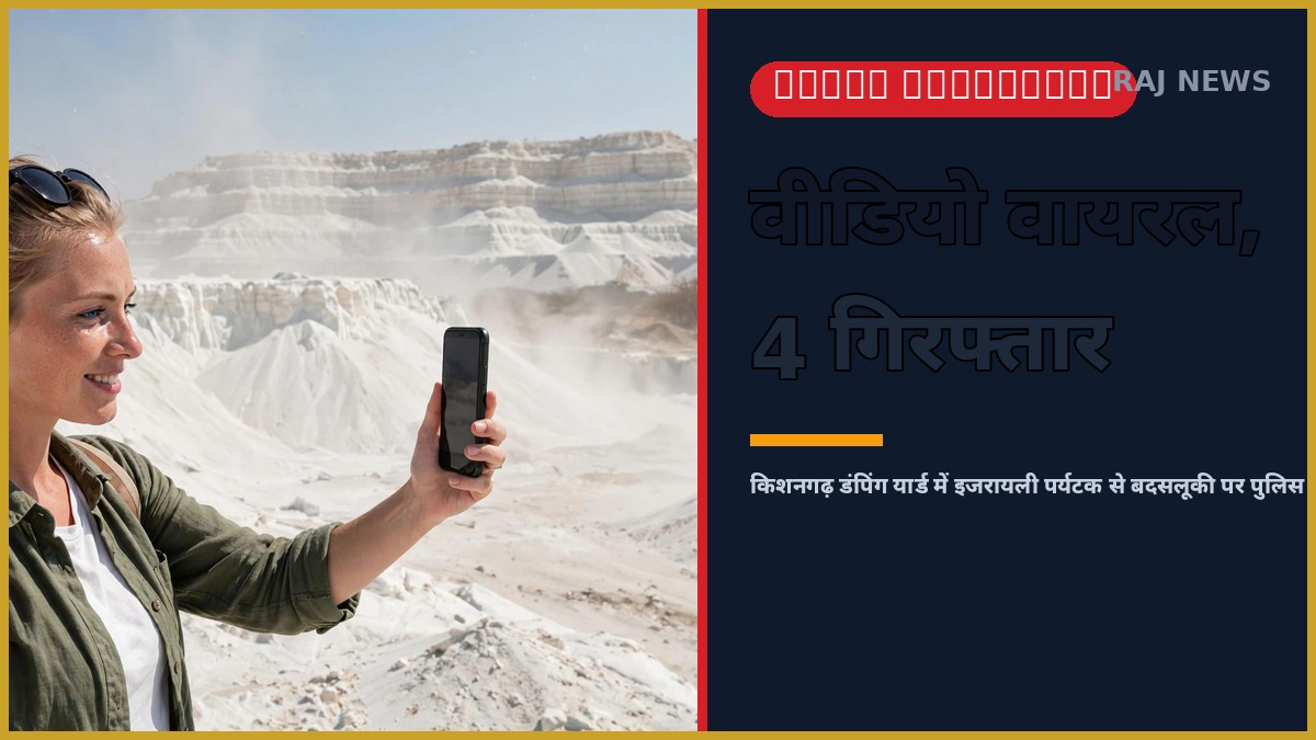 किशनगढ़ डंपिंग यार्ड में रील बनाती इजरायली महिला पर्यटक और पुलिस एक्शन की खबर का थंबनेल