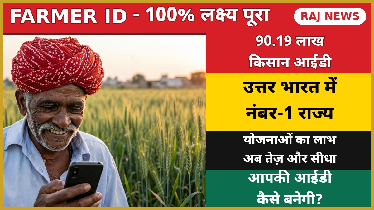 90.19 लाख किसान आईडी के साथ उत्तर भारत में नंबर-1 बना राजस्थान — खेत में स्मार्टफोन देखते मुस्कुराते किसान