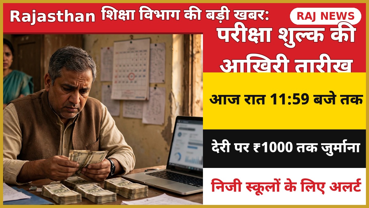 राजस्थान समान परीक्षा शुल्क जमा करने की अंतिम तिथि 30 सितंबर, निजी स्कूलों को अलर्ट