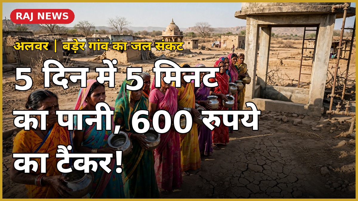 अलवर के बड़ेर गांव में जल संकट — पानी के लिए कतार में खड़ी महिलाएं