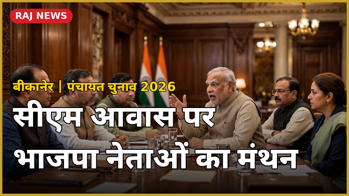 मुख्यमंत्री निवास जयपुर में बीकानेर पंचायत चुनाव 2026 की रणनीति पर भाजपा नेताओं की बैठक