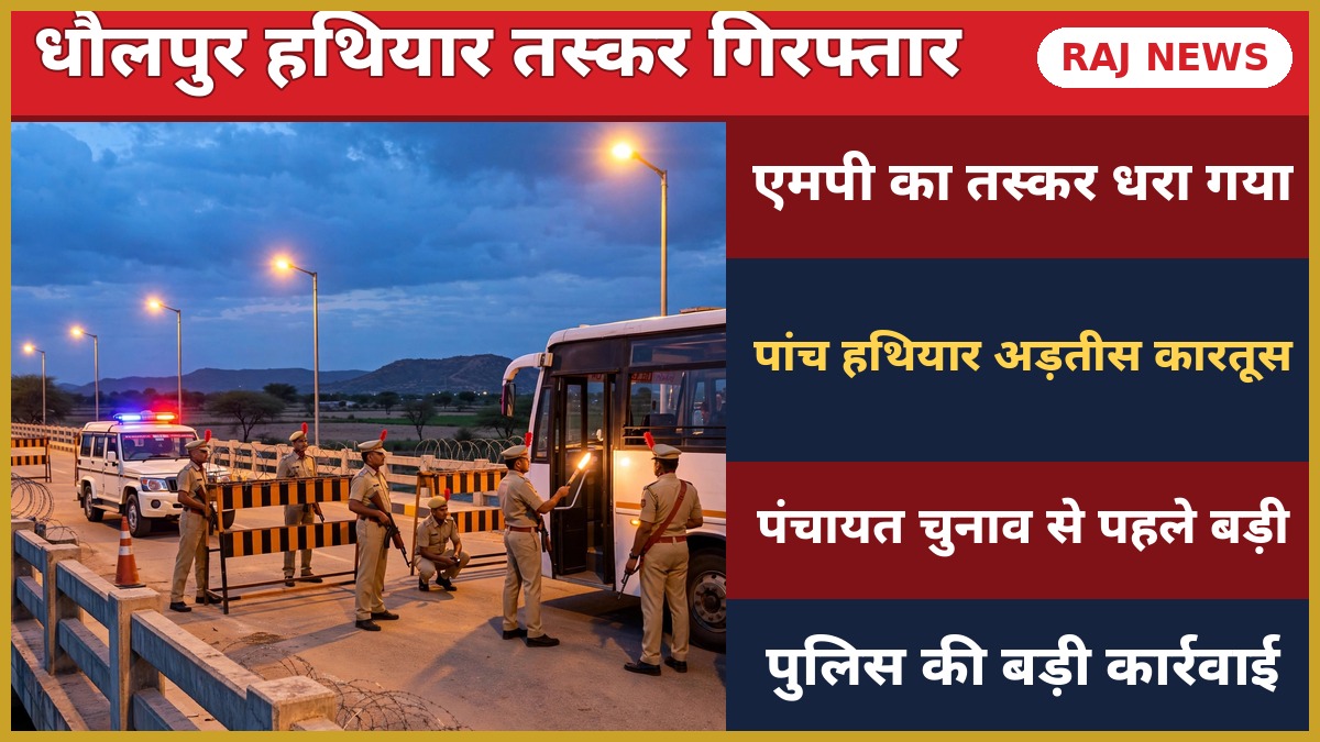 धौलपुर में पकड़ा गया हथियार तस्कर — 5 अवैध हथियार और 38 कारतूस बरामद
