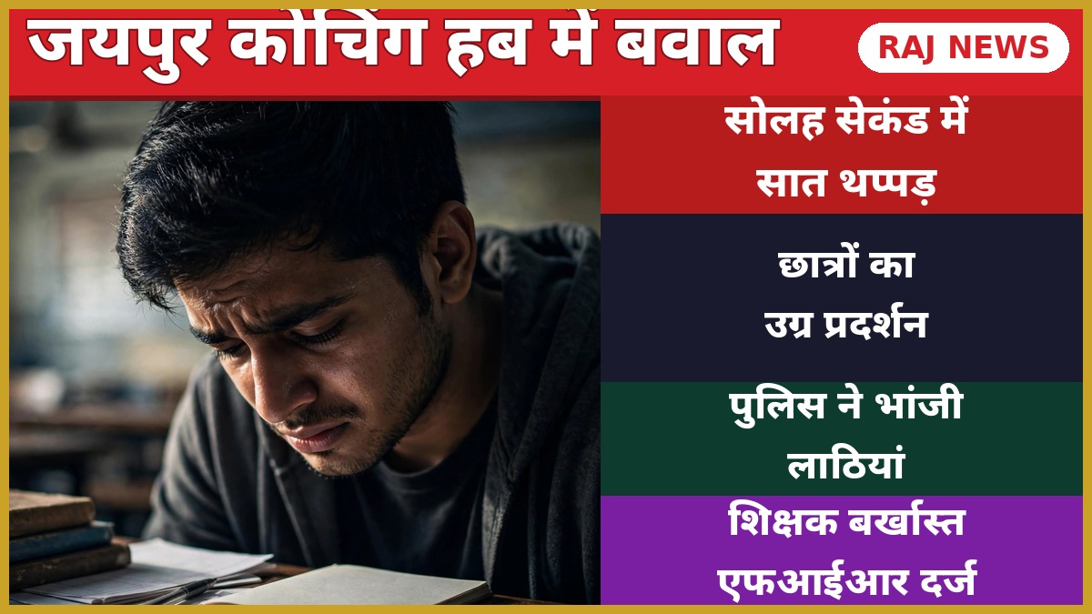 जयपुर कोचिंग थप्पड़कांड: गोपालपुरा कोचिंग हब में छात्र की पिटाई पर छात्र प्रदर्शन और पुलिस लाठीचार्ज