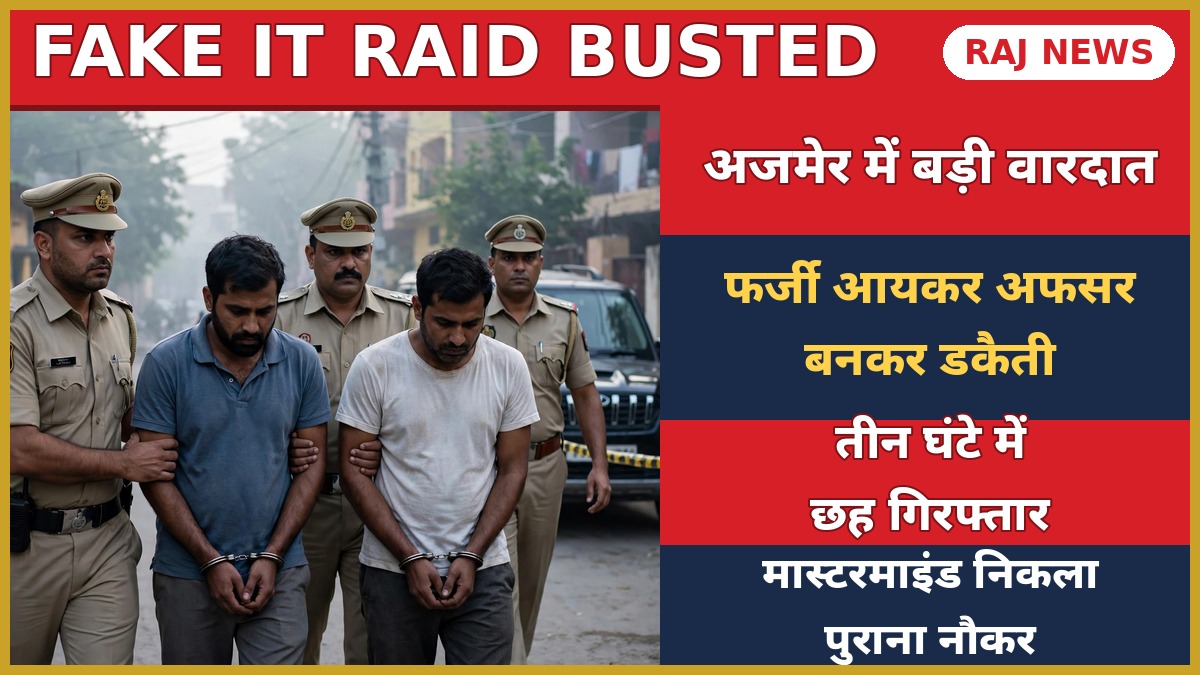 अजमेर नसीराबाद में फर्जी आयकर अधिकारी बनकर डकैती — 3 करोड़ के गहने लूटे, पुलिस ने 6 गिरफ्तार किए