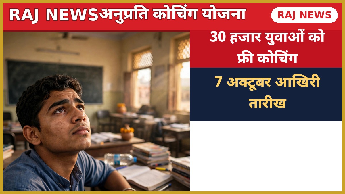 अनुप्रति कोचिंग योजना 2026 - 30 हजार युवाओं को फ्री कोचिंग, 7 अक्टूबर आखिरी तारीख