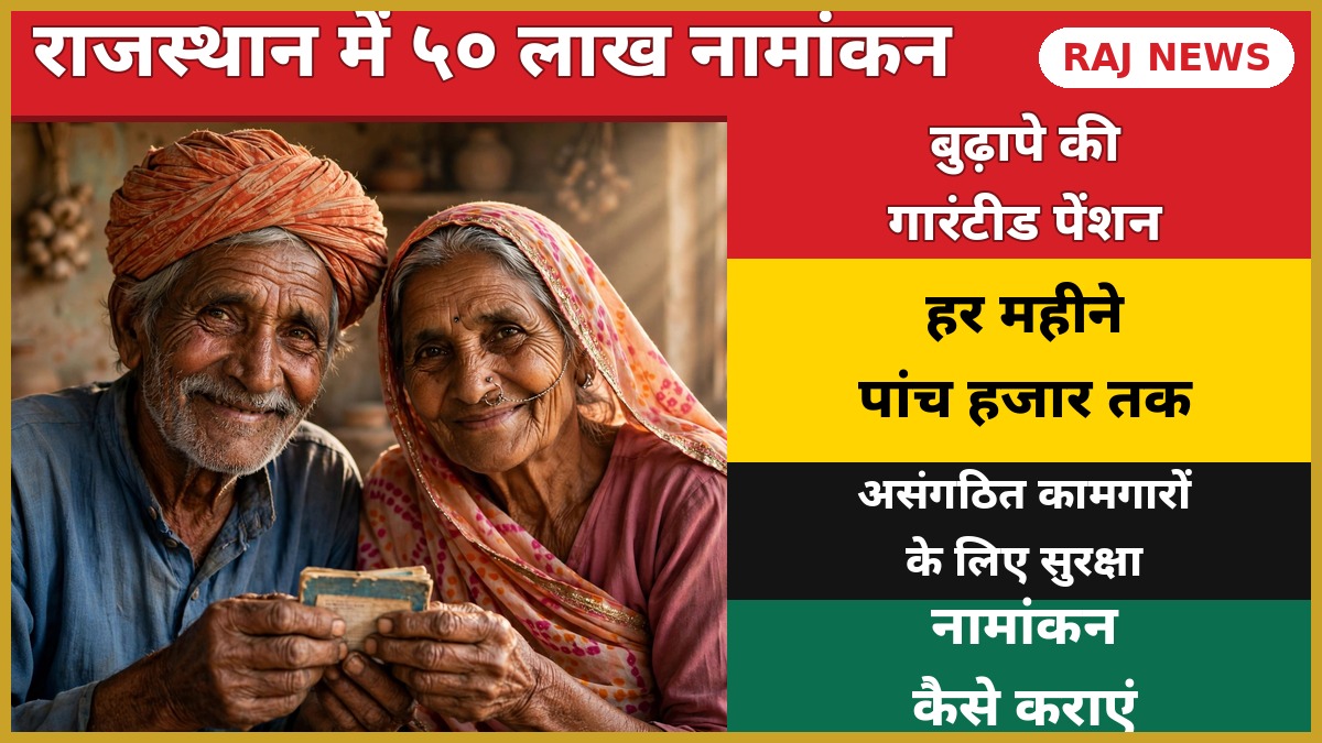 अटल पेंशन योजना राजस्थान — 50 लाख नामांकन, बुजुर्ग दंपती पेंशन पासबुक के साथ