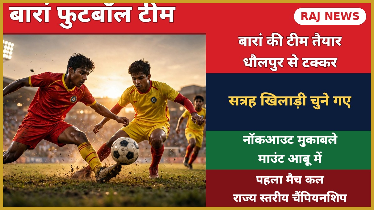 बारां फुटबॉल टीम 2026 — माउंट आबू में राज्य स्तरीय सीनियर फुटबॉल प्रतियोगिता के लिए घोषित 17 खिलाड़ियों की टीम