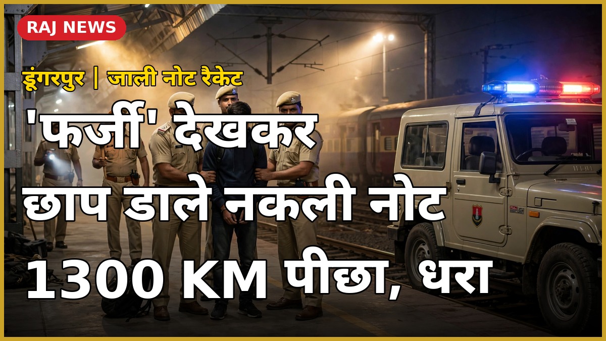 डूंगरपुर नकली नोट रैकेट में लुधियाना रेलवे स्टेशन पर मास्टरमाइंड की गिरफ्तारी का दृश्य