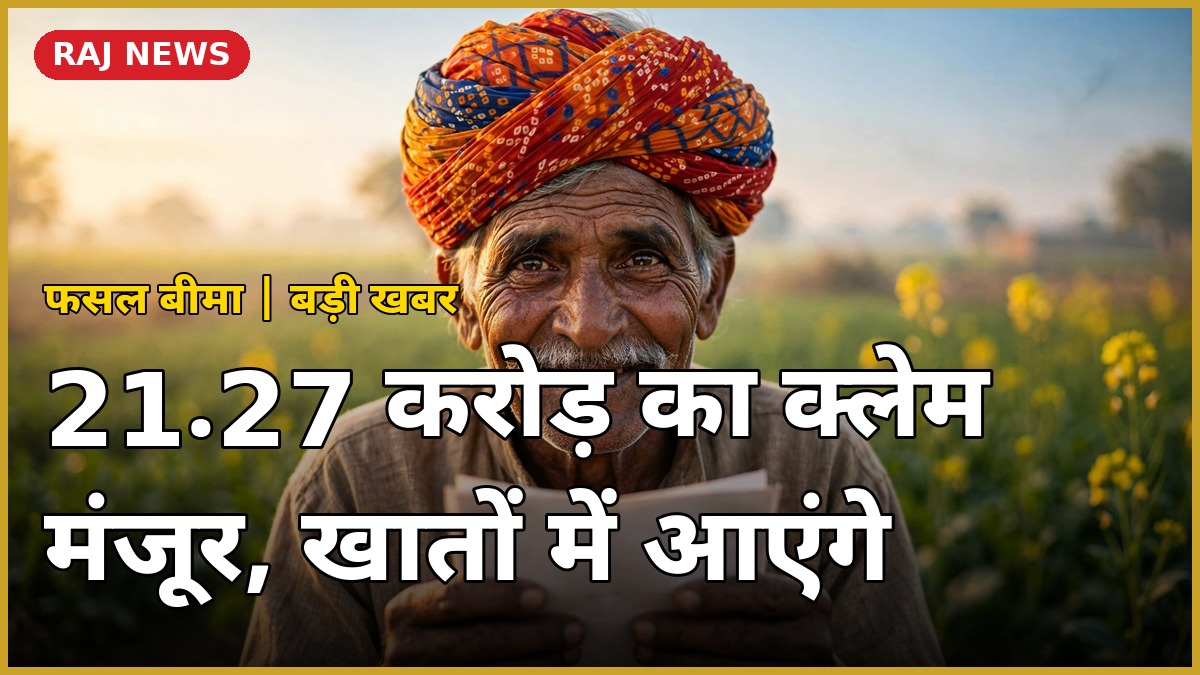 डूंगरपुर जालोर फसल बीमा क्लेम मंजूर — खेत में दस्तावेज लिए राजस्थानी किसान
