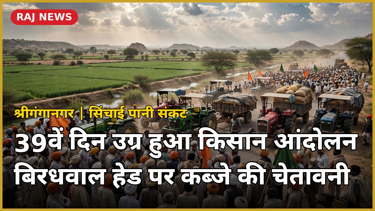 घड़साना किसान आंदोलन में ट्रैक्टरों के साथ प्रदर्शन करते किसान
