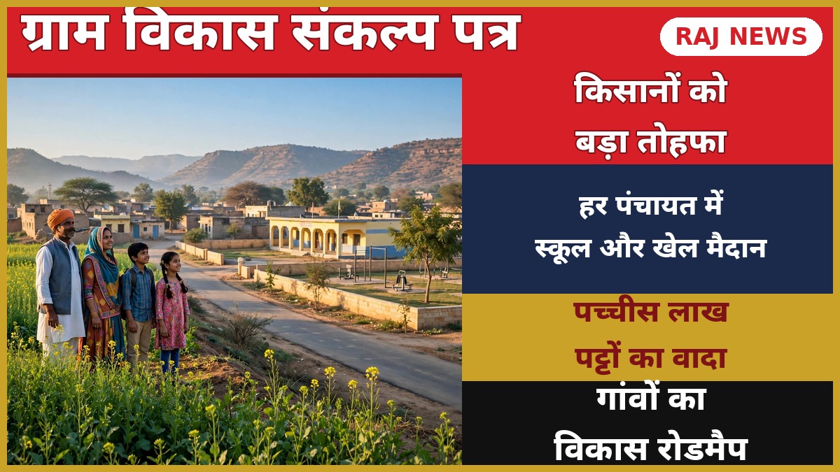 मुख्यमंत्री भजनलाल शर्मा द्वारा जारी ग्राम विकास संकल्प पत्र — राजस्थान के गांव, किसान और विकास कार्य.