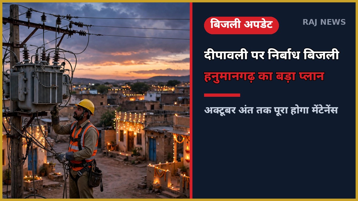 हनुमानगढ़ में दीपावली से पहले बिजली ट्रांसफॉर्मर का मेंटेनेंस करता लाइनमैन