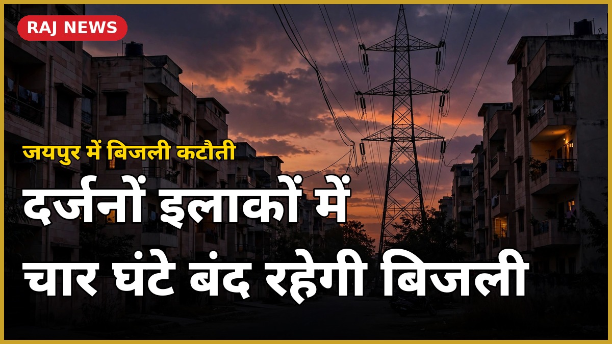 13 अक्टूबर को जयपुर बिजली कटौती के दौरान शाम के समय अंधेरे में डूबा शहर और बिजली टावर