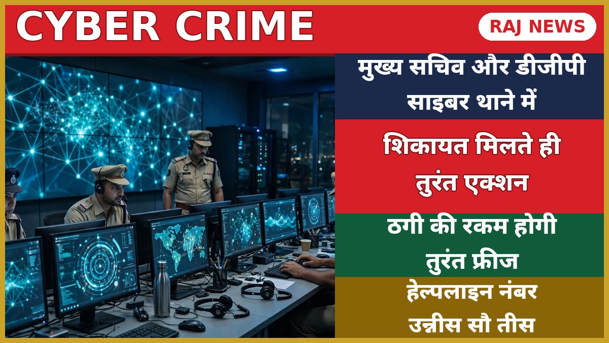 जयपुर साइबर क्राइम कंट्रोल रूम में निगरानी करते पुलिस अधिकारी
