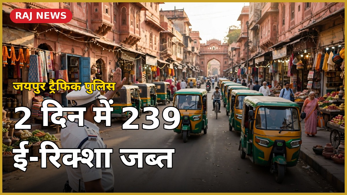 जयपुर ई-रिक्शा कार्रवाई: ट्रैफिक पुलिस की 2 दिन में 239 ई-रिक्शा जब्त कार्रवाई
