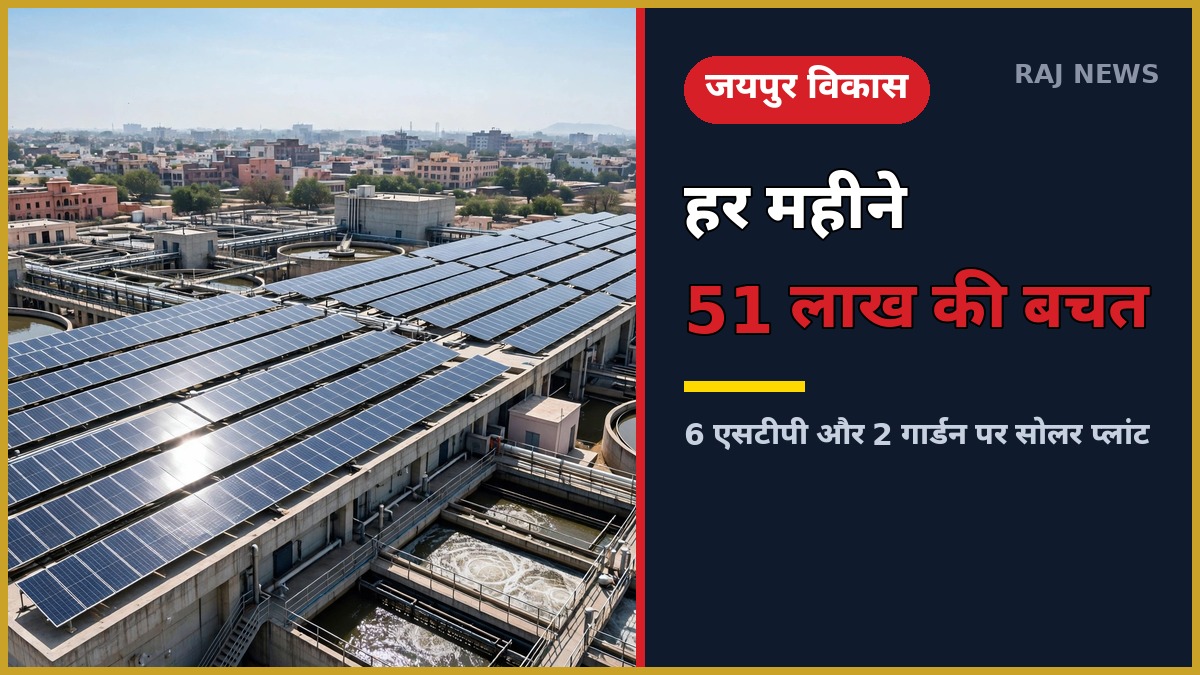 JDA सोलर प्लांट जयपुर — द्रव्यवती नदी के सीवेज ट्रीटमेंट प्लांट की छत पर लगने वाले सोलर पैनल