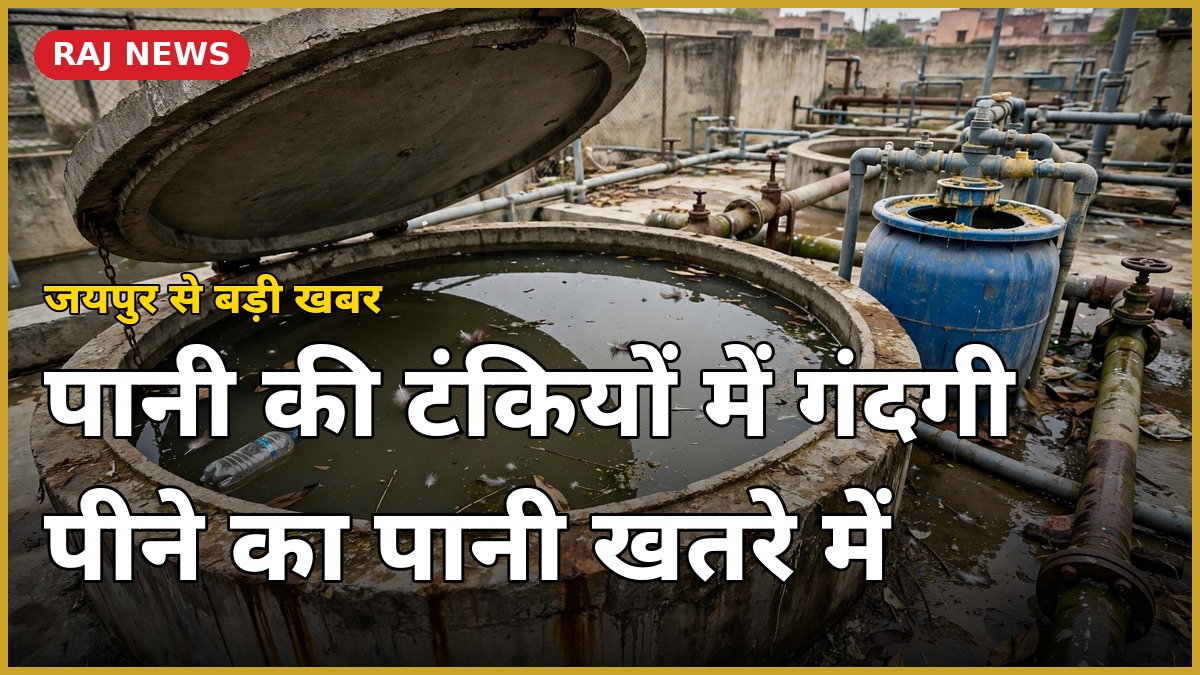 जयपुर पेयजल लापरवाही: गोपालबाड़ी में पानी की टंकी में गंदगी — ब्लीचिंग पाउडर के खुले टैंक