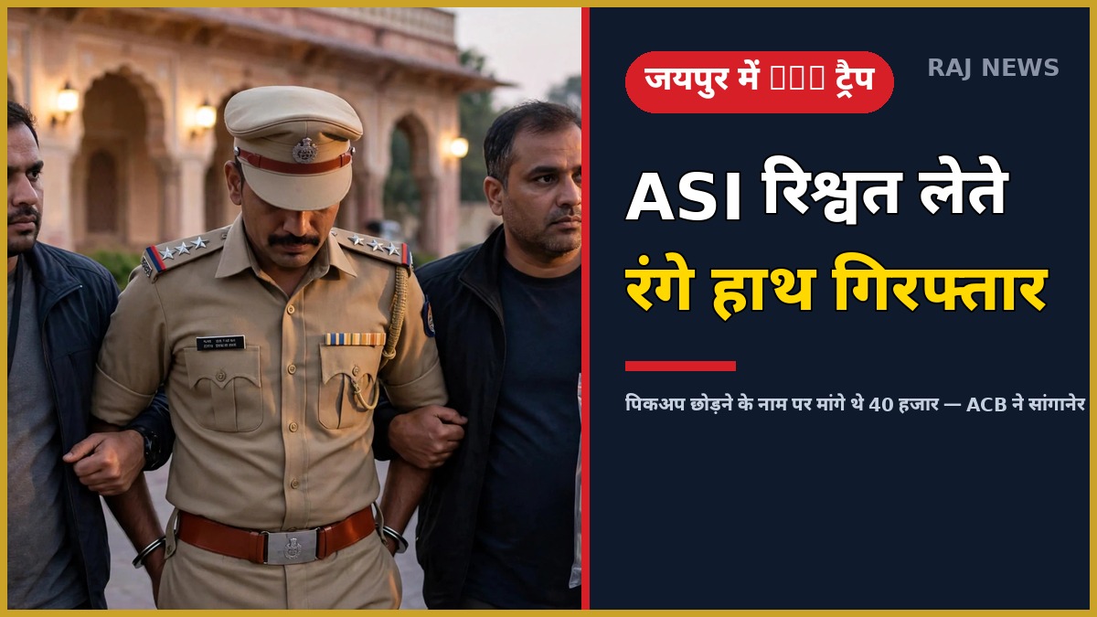जयपुर सांगानेर सदर थाने के ASI महेश चन्द मीणा को रिश्वत लेते ACB ने रंगे हाथ गिरफ्तार किया