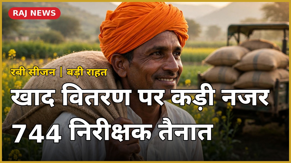 रबी बुवाई के समय खाद की बोरी लिए राजस्थानी किसान