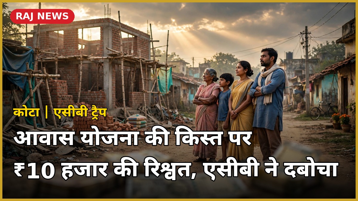 कोटा में प्रधानमंत्री आवास योजना की किस्त के बदले रिश्वत लेते एसीबी की ट्रैप कार्रवाई
