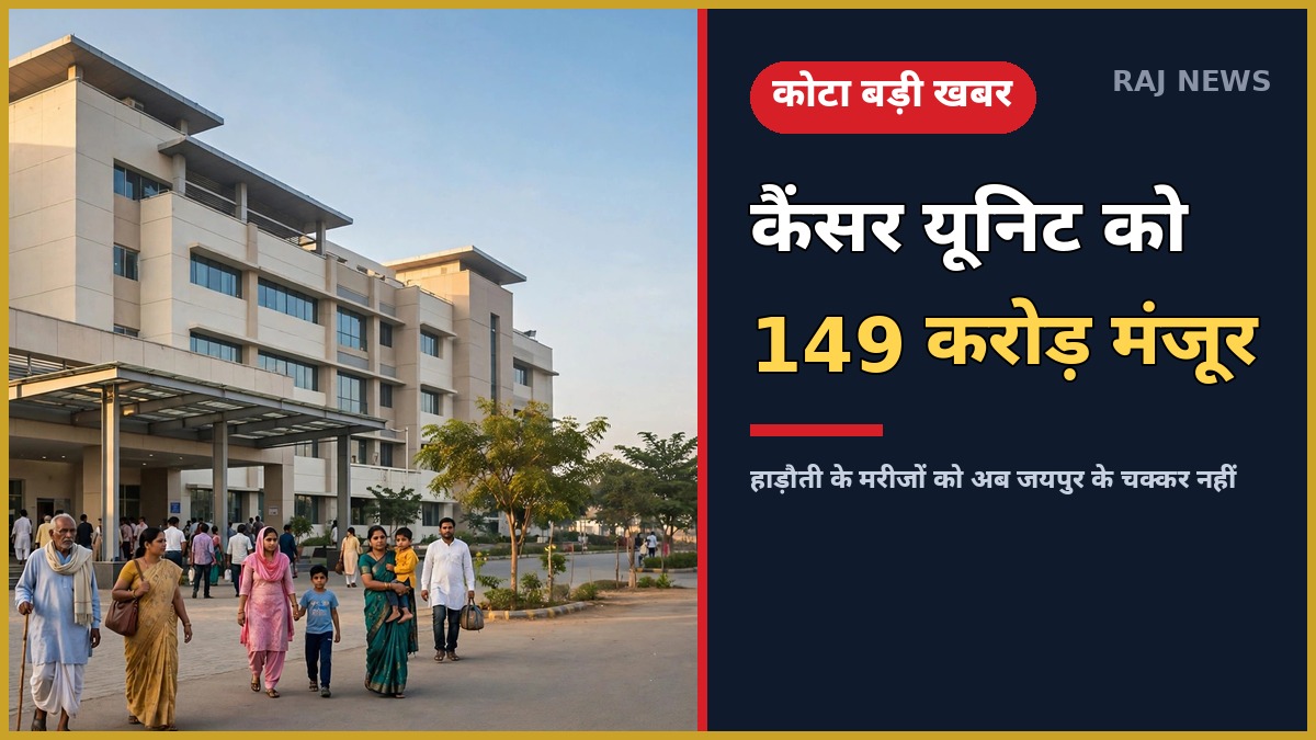 कोटा मेडिकल कॉलेज के नए अस्पताल परिसर का दृश्य जहां 149 करोड़ रुपये की कैंसर यूनिट बनेगी