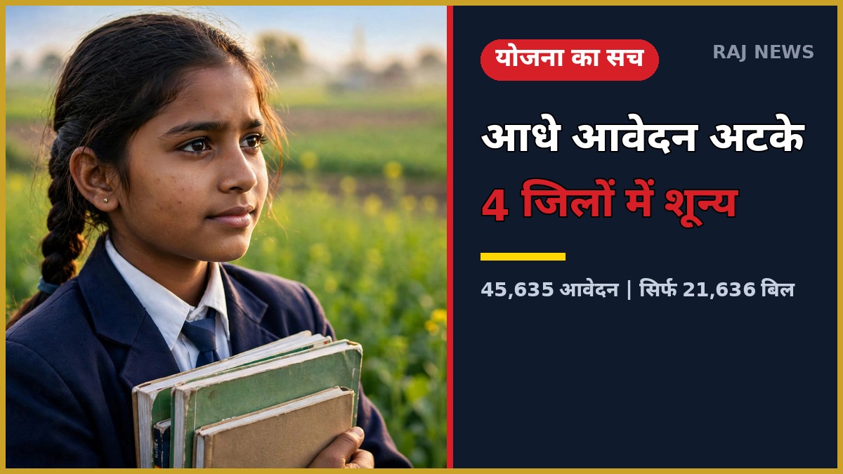 कृषि छात्रा प्रोत्साहन योजना के तहत खेत में किताबें लिए स्कूल छात्रा — 45,635 आवेदनों में आधे अटके
