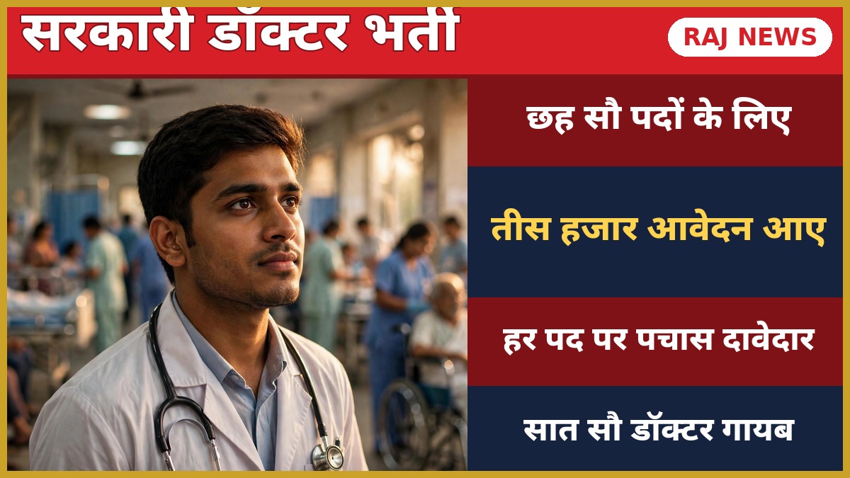 राजस्थान मेडिकल ऑफिसर भर्ती 2026 — सरकारी अस्पताल में सफेद कोट पहने डॉक्टर