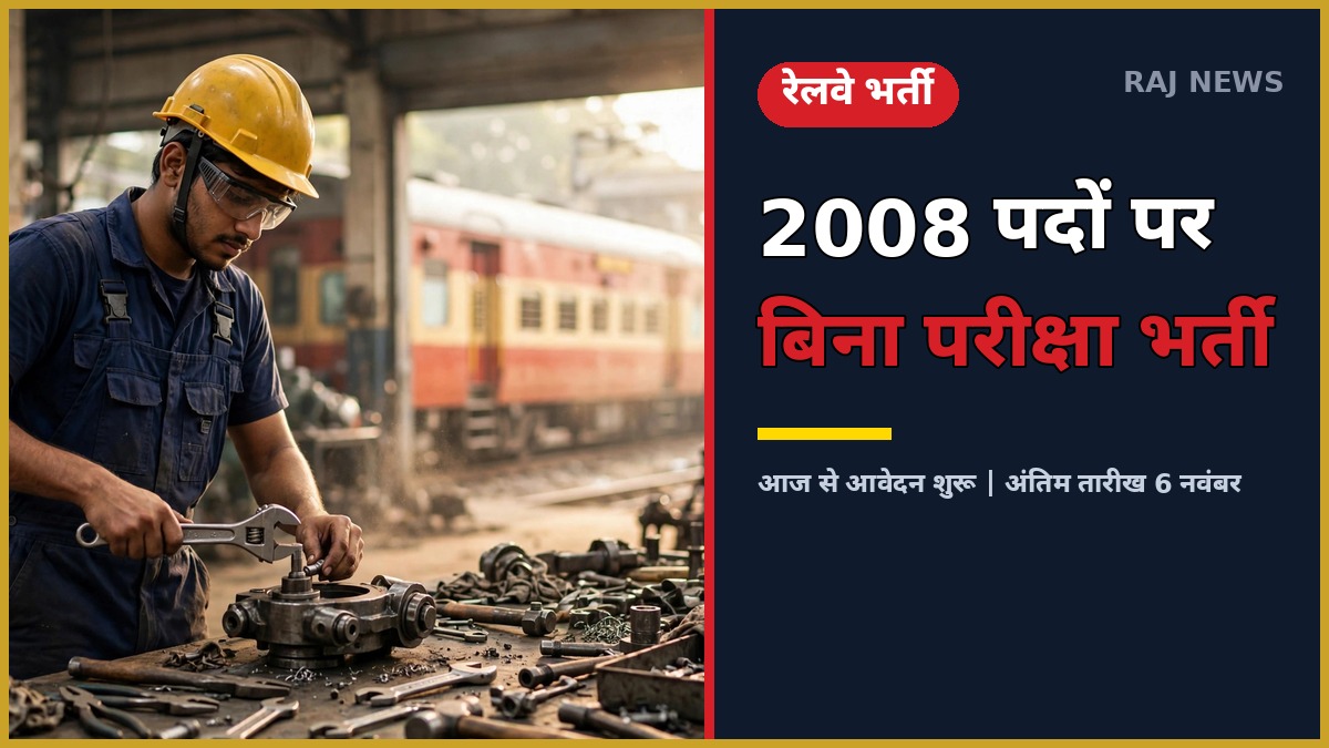 उत्तर पश्चिम रेलवे अप्रेंटिस भर्ती 2026 — रेलवे वर्कशॉप में काम करता प्रशिक्षु