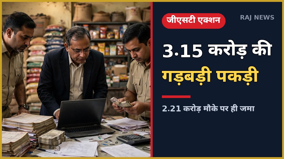 राजस्थान में GST चोरी पर वाणिज्यिक कर विभाग की कार्रवाई — 9 प्रतिष्ठानों पर जांच, 3.15 करोड़ की अनियमितता उजागर