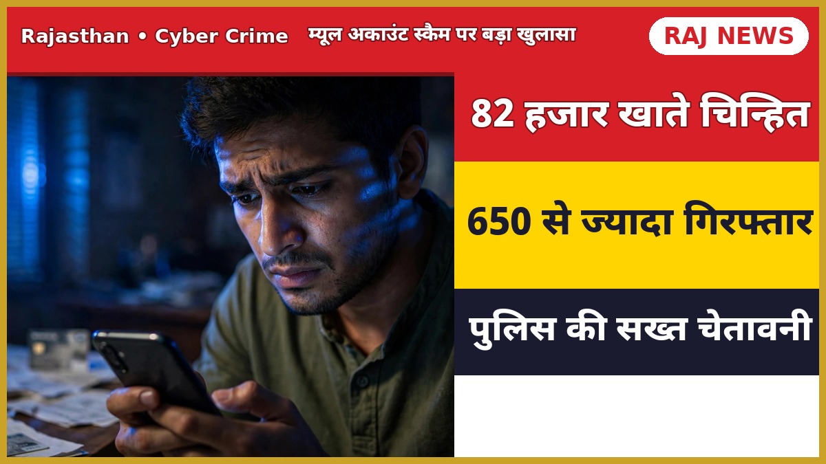 राजस्थान म्यूल अकाउंट स्कैम — 82 हजार संदिग्ध खाते चिन्हित, 650 से ज्यादा गिरफ्तार