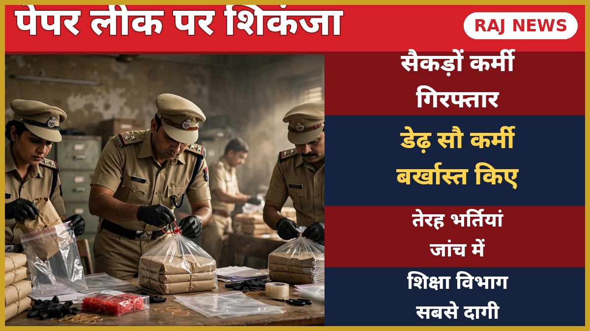 पेपर लीक 400 गिरफ्तार — SOG की कार्रवाई में जब्त प्रश्नपत्र सील करती पुलिस