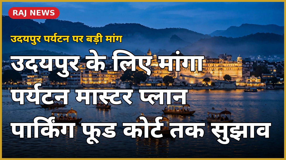 उदयपुर पर्यटन मास्टर प्लान — होटल एसोसिएशन की मांगों पर लेक पिचोला और सिटी पैलेस का शाम का दृश्य