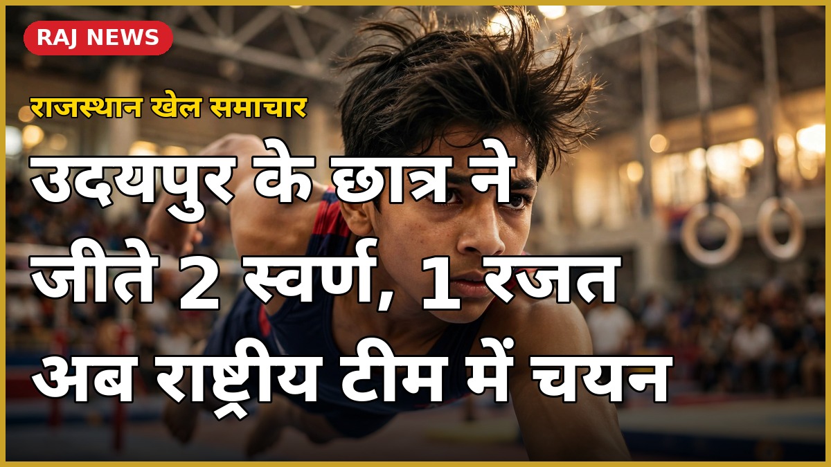 उदयपुर के डीपीएस छात्र करम राज जलानिया जिम्नास्टिक प्रतियोगिता में 2 स्वर्ण और 1 रजत पदक जीतते हुए
